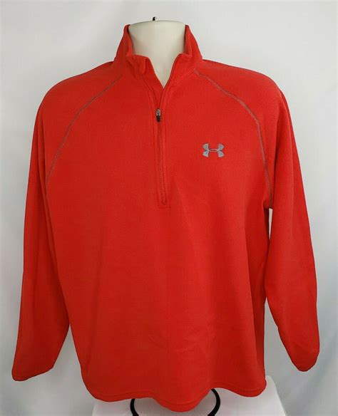 Under Armour Mens Sz Medium Red 14 Zip Lightweight Fleece Pullover