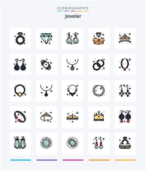 Premium Vector Creative Jewellery 25 Line Filled Icon Pack Such As