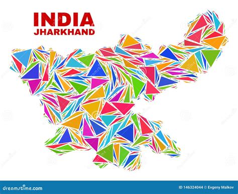 Jharkhand State Map Mosaic Of Color Triangles Stock Vector