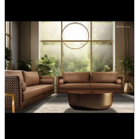 Stainless Steel 4 Seater Brown Leather Sofa Set At Rs 150000 Set In