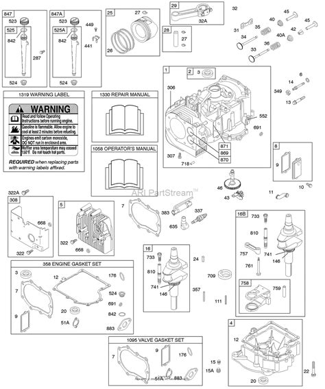 Briggs And Stratton 286707 0441 01 Parts Diagram For Crankcase Coversump Engine Gasket Set