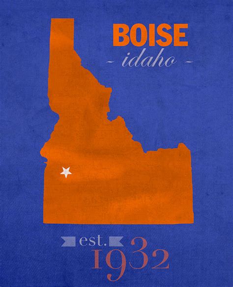 Boise State University Broncos Boise Idaho College Town State Map ...