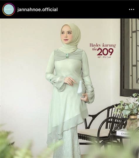 Jannahnoe Baju Kurung In Mint Green Women S Fashion Muslimah Fashion