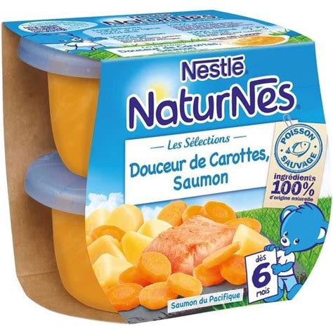 NESTLÉ Naturnes Les Sélections Douceur de carottes saumon 2x200 g