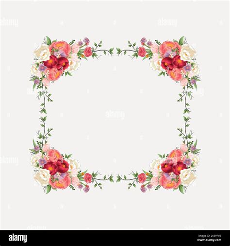 Flower frame clipart, drawing illustration vector Stock Vector Image ...