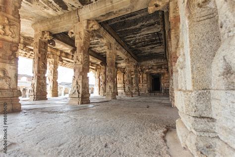 Interior Of An Ancient Hindu Temple In Hampi Karnataka India Asia