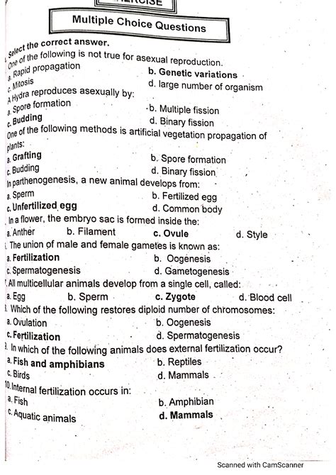 Solution Bio Class 10 Exercise Mcqs Solved 5 9 Chapters Studypool