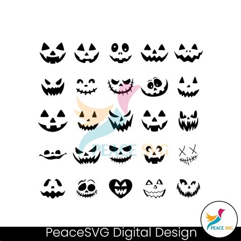 Jack O Lantern Faces Svg Bundle Peacesvg