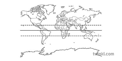 map of the world with tropic of cancer tropic of capricorn and equator ...