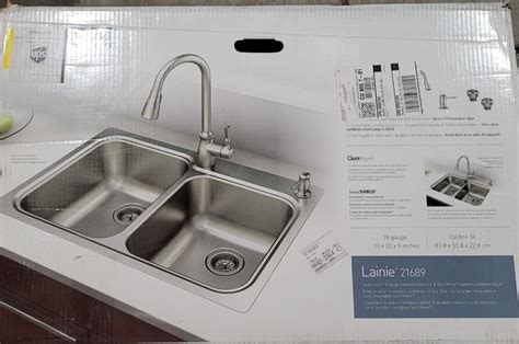 Moen 21689 Dual Mount 22 X 33 Inch Stainless Steel Sink With Pulldown Kitchen Faucet All In One