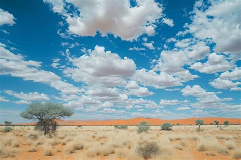 Uma Paisagem Des Rtica Um C U Azul E Nuvens Foto Premium