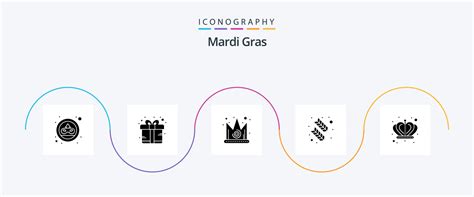 Paquete De Iconos Mardi Gras Glyph Que Incluye Imperio Pluma De