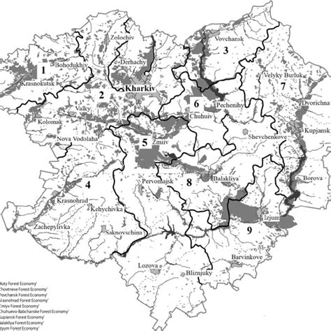 The schematic map forests of Kharkiv region | Download Scientific Diagram