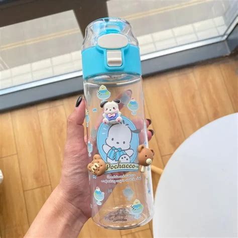 550ML Kawaii Sanrio Kuromi Water Bottle Pompompurin Cinnamoroll My