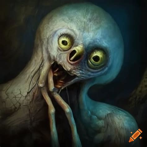 Oil Painting Of A Pale Monster By Anton Semenov On Craiyon