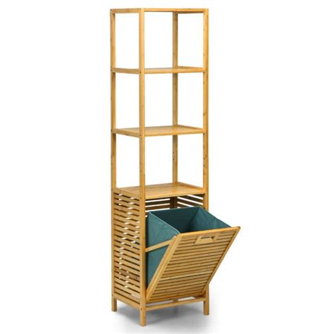 Costway Colonne Pour Salle De Bain Avec Panier Linge Basculant Et