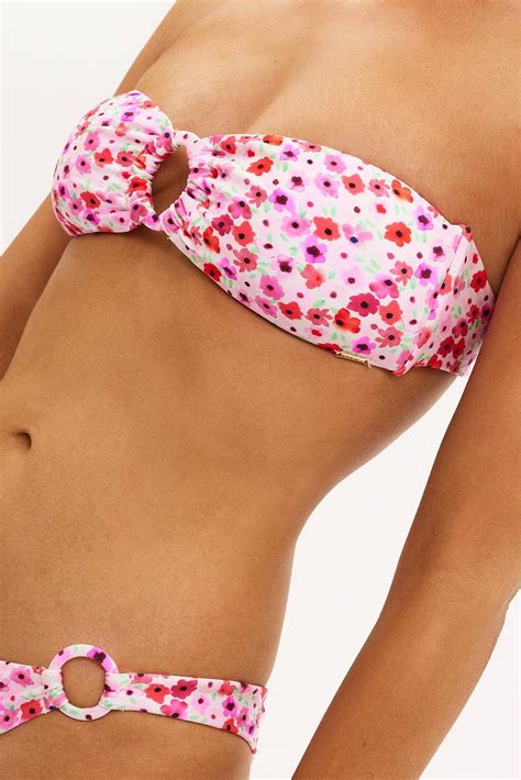 Roze Bikini Top Met Bloemenprint Loavies