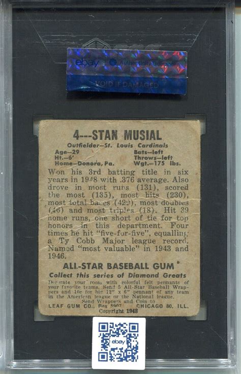 Leaf Baseball Stan Musial Rookie Card Rc Graded Sgc