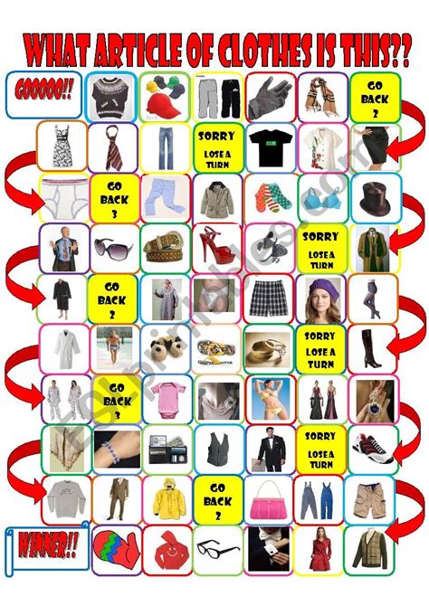 Clothes Boardgame Esl Worksheet By Imelda