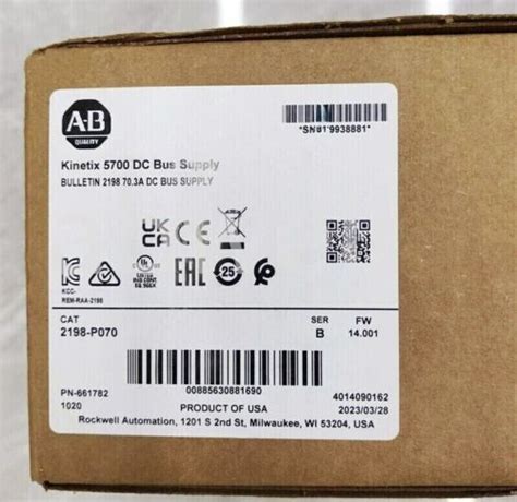 New Sealed Allen Bradley 2198 P070 Ser B Kinetix 5700 DC BUS FW 14 001