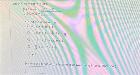 Solved Let G X Y Cos X 5y A ﻿evaluate