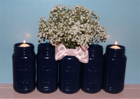 Navy Wedding Mason Jar Wedding Centerpiece Wedding Cand… Wedding