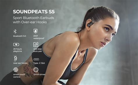 Soundpeats S5 Wireless Earbuds Bluetooth 50 In Ear Stereo Sports Ear Hooks Headphones Ipx7