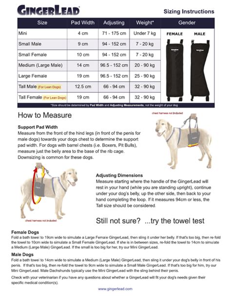 Dog Harness Sizing Chart Gingerlead Download Printable Pdf