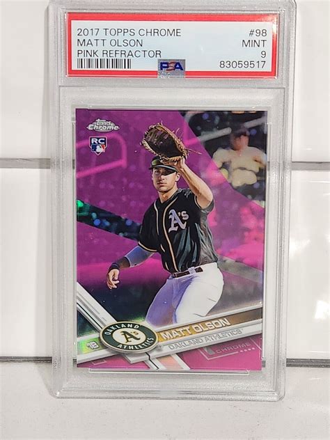 2017 Topps Chrome Pink Refractor 98 Matt Olson RC For Sale Online