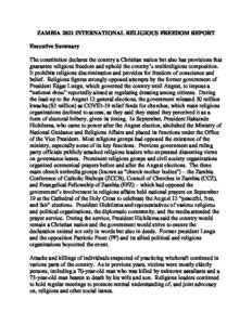 ZAMBIA 2021 INTERNATIONAL RELIGIOUS FREEDOM REPORT - United States ...