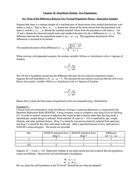 Newbold Chapter 10 Lecture Notes 10 Chapter 10 Hypothesis Testing