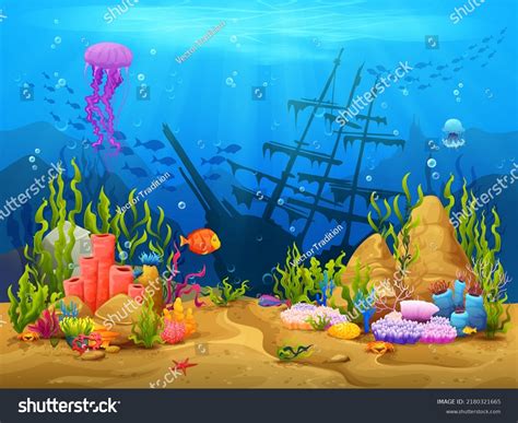 Underwater Seamless Landscape Cartoon Background Game Stock Vector