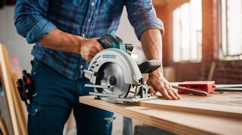 Premium Photo Carpenter Using Circular Saw For Cutting Wooden Boards