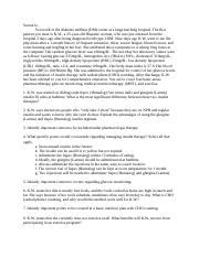 Diabetes Case Study Docx Scenario You Work In The Diabetes Mellitus