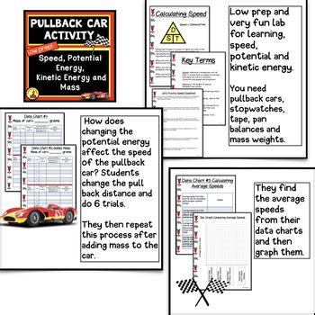 Speed And Acceleration Lab Bundle Using Pullback Cars Potential Energy