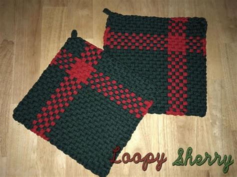 Hand Crafted And Designed Cotton Woven Loomed Pot Holders Hot Pads Inches Square