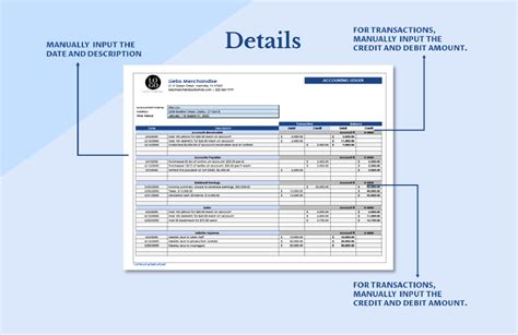 Accounting Ledger Template - Excel, Google Sheets | Template.net