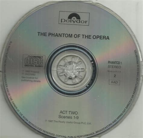 The Phantom Of The Opera By Andrew Lloyd Webber 1992 Cd X 2 Polydor