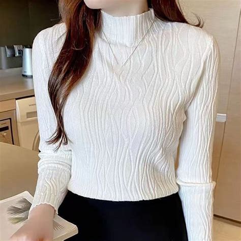 Lucyever Black White Knitted Sweater Women Pullover Spring Long