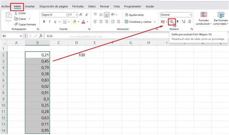 3 Formas De Convertir Números A Porcentajes En Excel Ninja Del Excel