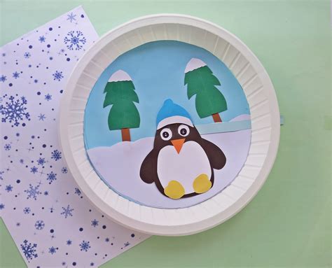 Moving Eyes Penguin Paper Plate Craft