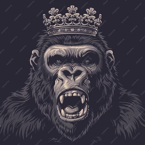 Premium Photo | Cool and angry King Kong Gorilla with Crown on dark ...