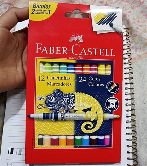 Canetinha Hidrográfica Bicolor Faber Castell 12 Canetas 24 Cores