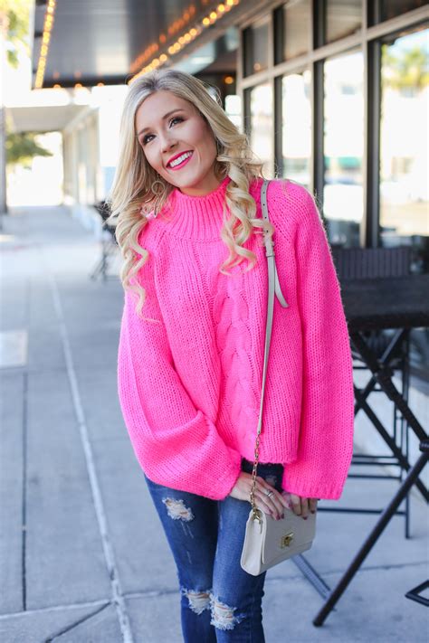 Southern Glamour Blog Hot Pink Knit Sweater Pink Knit Sweater Chunky