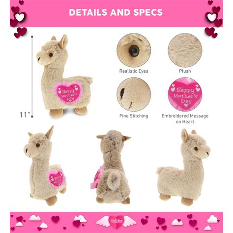 Dollibu Happy Mothers Day Super Soft Plush Beige Llama With Pink Heart