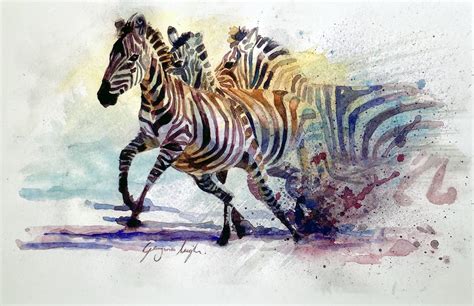 Zebra Watercolour Painting A4