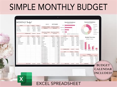 Monthly Budget Spreadsheet Excel, Budget Template Excel, Budget ...