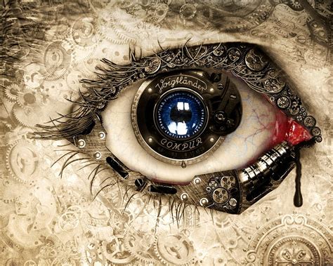 Steampunk Awesome Eye Black Steampunk Tears Gears Stare Hd