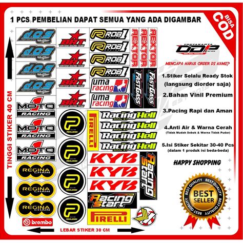 Jual STICKER PACK SPONSOR RACING RCB SSS MOTUL ROB1 UMA REXTOR MOTO 1