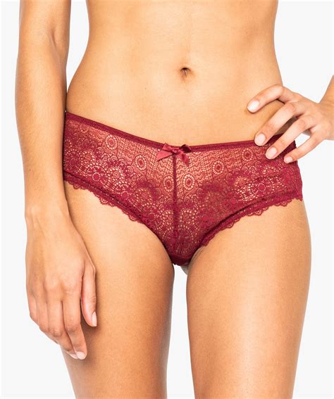 Shorty Femme En Dentelle Et Tulle Lot De 2 Rouge GEMO